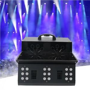 1500w 듀얼 휠 버블 머신 RGB 3IN1 Led 안개 파티 장비 18x3w 연기 DMX512 웨딩 디스크