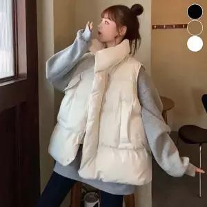 [하프클럽/셀럽하우스]오버핏 포근한 데일리룩 패쪼 겨울 패딩조끼 여자