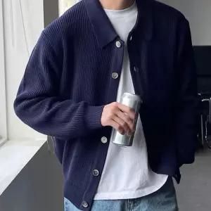 남성 캐주얼 니트 하찌 패턴 카라넥 베이직 가디건남자 여자 브이 롱여성 봄가디건 가을원피스 루즈핏 여성
