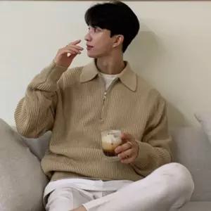 남성 댄디스타일 포근데일리룩 편한 카라 반집업 니트남자티 반팔 스웨터 크롭 가디건 긴팔 얇은 셔츠 니트