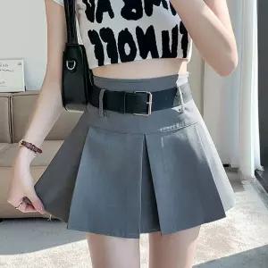 그레이 플레어 미니 스커트 발랄한 디자인 숏여자스커트 패션 짧은 여성 캐주얼데일리 회색치마 정장룩 예