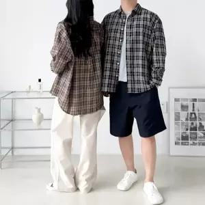 남녀 포플린 오버핏 타탄 남방 SD250906 블라우스 박시 비치 롱숙 루즈핏 루즈핏 원피스 겨울 숙 남방 블라