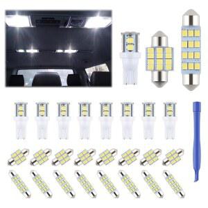 iFunyLED 24피스 돔 라이트 LED 자동차 실내 전구 키트 세트 194 T10 DE3175 578 31mm 42mm 내부 교체 조명 지도 번호판 도어 사이드 마커 코너링 트렁크 - 흰색