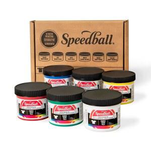 스피드볼 패브릭 화면 인쇄 잉크 스타터 세트, 6가지 색상, 티셔츠 및 실크스크린 인쇄용 4Fl Oz