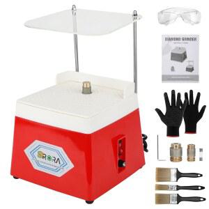 스테인드글라스 그라인더, 4200r/min 미니 DIY 연삭 도구, 유리 가공 예술 등을 위한 교체 가능한 다이아몬드 그라인더 비트가 포함된 110V 65W 휴대용 유리 그라인더 키트 (빨간색)
