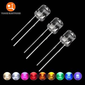 100pcs 5MM 플랫 탑 화이트 레드 옐로우 블루 그린 모듬 키트 램프 다이오드 LED 울트라 전구 방출 F5