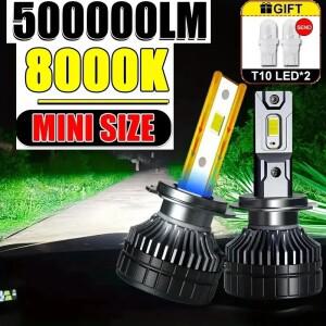 LED 9005/HB3 9007 H13 H11 H7 H4 880 자동차 전구 12V 하이 로우 빔 20000LM 120W 6500K 흰색 플매트 카펫