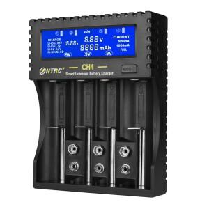 HTRC AA 18650 배터리 충전기 LCD 디스플레이 4 슬롯 스마트 리튬이온, 니켈수소, 6F22, 9V