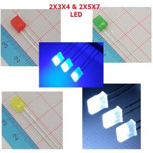 사각형 LED 발광 다이오드 램프, 매우 밝은 전구, 레드, 그린, 블루, 옐로우, 2x3x4, DC 3V, 100PC