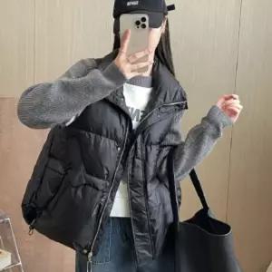 루즈핏 스트링 패딩 조끼여성 여자 베스트 캐쥬얼 용쪼끼 오버