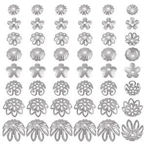 PH 팬더홀 플라워 비즈 캡, 240pcs 8 스타일 스테인리스 스틸 비즈 캡 베일 끝 참 캡 필리그리 끝 캡 뮤티-피트 비즈 캡 귀걸이 팔찌 목걸이용 스페이서 비즈 DIY 공예품