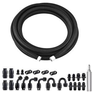 이블 에너지 6AN PTFE 연료 라인 키트 16FT AN6 E85 땋은 블랙 나일론 호스