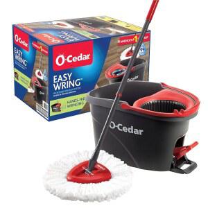 O-Cedar 이지레킹 극세사 스핀 걸레, 버킷 바닥 청소 시스템, 빨간색, 회색, 표준