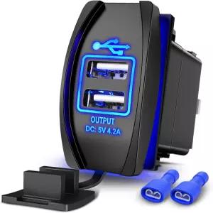 Nilight 듀얼 USB 4.2A 로커 스위치 스타일 12V/24V 고속 소켓 자동차 보트 트럭 RV용 방수 퀵 2년 보증