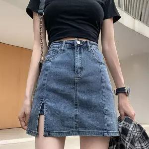 여성 데님 절개 치마바지 슬림핏 여름 데일리 스커트여자반 짧은 숏반