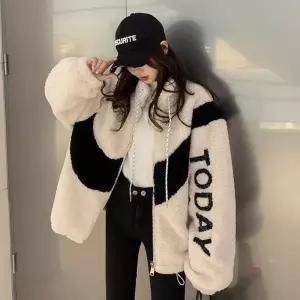 캐주얼 레터링 뽀글이 아우터 여자 집업양털자켓 뽀이 꾸안꾸 집업