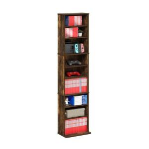 후리노 자야 DVD 선반, 9단 높이 좁은 CD 랙, 조절 가능한 선반이 있는 미디어 선반, CD 블루레이 게임 디스크용 DVD 보관 캐비닛, 이지 어셈블리, 거실, 홈 오피스, 앰버 파인용