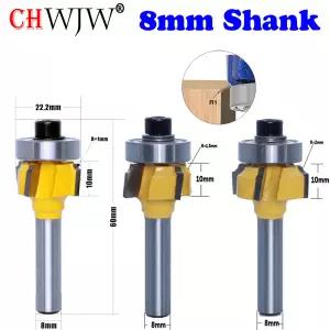 CHWJW 1PC 8mm 생크 목공 밀링 커터 R1mm R1.5mm R2mm 트리밍 나이프 엣지 트리머 4 치아 우드 라우터 비트