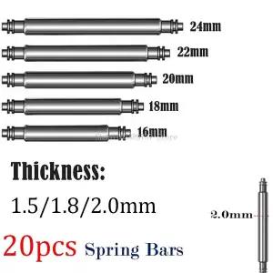 15pcs 시계 밴드 핀 2.0mm 직경 스트랩 스프링 바 부품 스테인레스 스틸 스프링로드 링크 2mm 두께