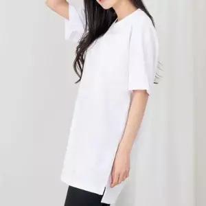[골드스마일]데일리 루즈핏 롱기장 반소매 티셔츠 화이트 면 스판 라운드넥