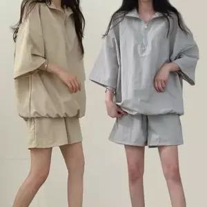 [골드스마일]여성 반집업 반팔 반바지 아노락 세트 상하의
