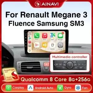 Renault Megane 3 Fluence 용 Ainavi 차량용 라디오 Samsung SM3 2008 - 2014 무선 Carplay Android 자동차
