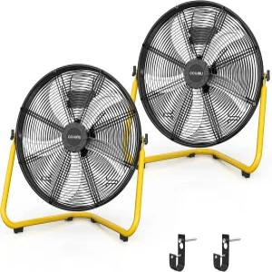 CCGIRU 20인치 고속 바닥 팬 벽걸이 시스템이 장착된 5500 CFM 3단 산업용 상점 작업장 차고 및 창고용