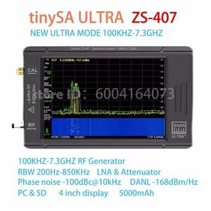 2025  7.3GHz TinySA ULTRA Plus ZS407 휴대용 소형 스펙트럼 분석기 3.95인치 터치스크린 내장 배터리