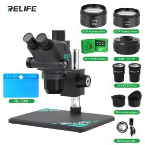 RELIFE RL-M6T Pro-B11 삼안 HD 스테레오 현미경, 360 ° 회전 헤드, 모바일 PCB 수리 스테이션, 6.5X-65X