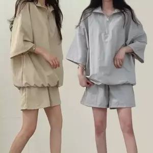 [셀러에이드]여성 반집업 반팔 반바지 아노락 세트 상하의