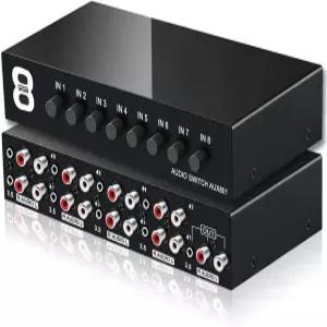 플라이로드업 3.5mm Aux RCA L/R 양방향 스테레오 오디오 스위치 8 in 1 Out A/B 아날로그 스위처 셀렉터
