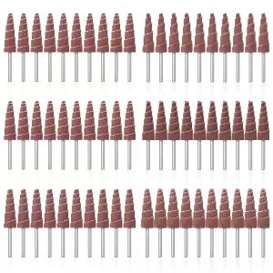 60PCS 3×10mm 원뿔형 연마 플랩 휠 생크 회전 공구용 사포 연삭 헤드 및 버 제거용