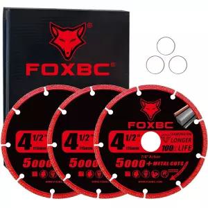FOXBC 4-1/2인치 다이아몬드 커팅 휠 금속 컷오프 철근 스테인리스 스틸 앵글 언 7/8인치 Arbor - 3팩