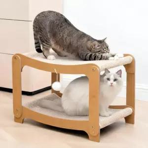 AIXINPET 2단 사이잘 고양이 스크래치 가구 패드 나무 있는 프레임 해먹 보호