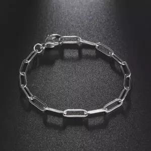 써지컬 팔찌 써지컬스틸 티타늄 체인 남녀공용 페이퍼 클립 타원형 케이블 스테인레스 스틸 손목 남성