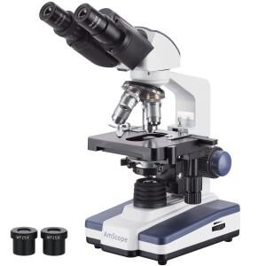 AmScope 40X-2500X LED 실험실 쌍안 복합 현미경(3D 스테이지 포함)