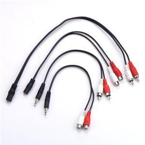 YuXi 3.5mm 잭 스테레오-2 RCA 암수 플매트 카펫 러그 케이블 어댑터 TV 헤드폰용 오디오  비디오 분배기