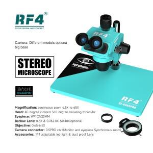 RF-6565PRO HD 삼안 스테레오 현미경 9단 줌 잠금 키, 접안렌즈 조절 가능, 다층 먼지