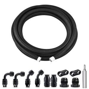 이블 에너지 6AN PTFE 연료 라인 키트 10FT AN6 E85 나일론 브레이드 호스 블랙