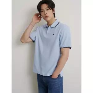 BEANPOLE MEN 허니쿨 칼라넥 티셔츠 - 스카이 블루