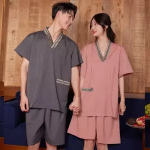 찜질방옷 찜 반팔 사우나복 사우나 네이비 유니폼 잠옷 황토 숯가마 세트 세라복 땀 찜질복