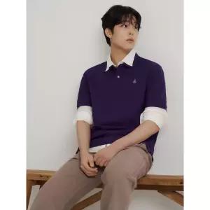 BEANPOLE MEN . 피케 칼라넥 반소매 티셔츠 - 퍼플