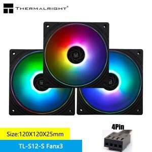 Thermalright TL-S12 HALO 냉각 선풍기, 5V 3 핀 ARGB PC 게이머 360 ° 조명 효과 컴퓨터 케이스, 120mm