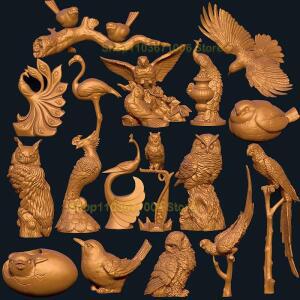 조류 올빼미 공작 3D 모델 CNC 라우터 프린터 Artcam Aspire용 STL 파일