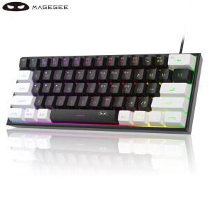 MAGEGEE TS91 60 컴팩트 유선 키보드 61 키 RGB 백라이트 WINDOWS PC 용 소형 휴대용 사무용 컴퓨터 멤브레인