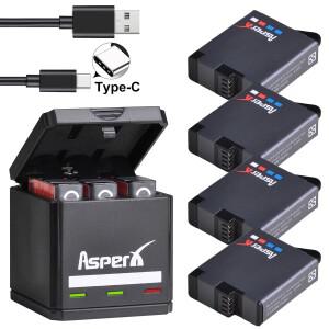 GoPro Hero 7 6 5 용 1680mAh 검정색 배터리 교체 Bateria + Go 카메라 액세서리 부품 충전기