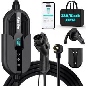 AIMILER 레벨 2 전기 자동차(EV) 충전기(WIFI 앱 / 플러그 플레이) 32A 25피트 케이블 ETL 인증 220V-240V NEMA 14-50P EVSE w J1772 커넥터 가정용 2용 휴대용 자동차 충전소