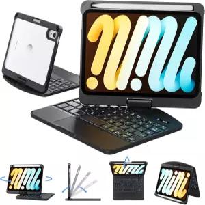 13692394 태블릿 키보드 북커버 케이스 아이패드 mini 7 A17 Pro 2024 및 Mini 6 2021 용 키보드가 있는 투