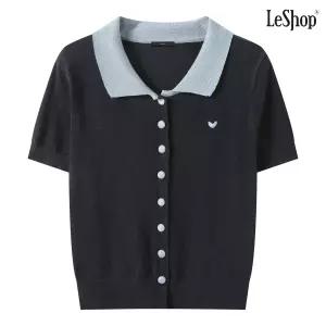 데일리 카라 배색 자수 니트 가디건 DQ2CK003A 424903 르샵