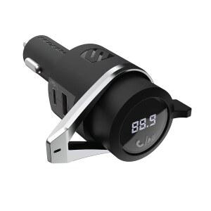차량용 Scosche BTFMPD3SR FM 블루투스 라디오 송신기 듀얼 USB 충전 포트가 있는 핸즈프리 키트 12W USB-A + 20W 고속 Type-C 차량 충전기 통화용 무선 어댑터 Google 어시스턴트